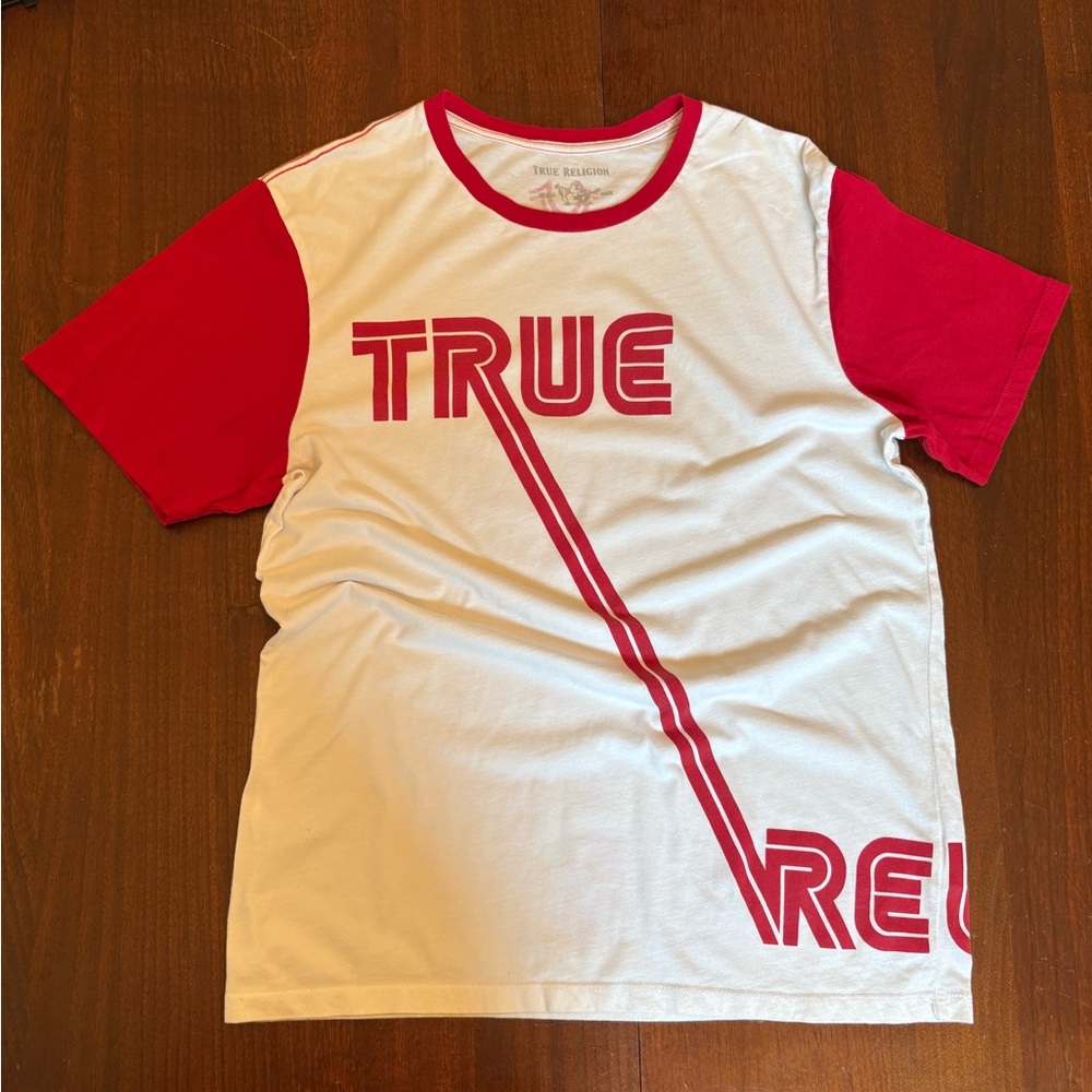 True Religion White & Red Graphic Mens Tee Size M